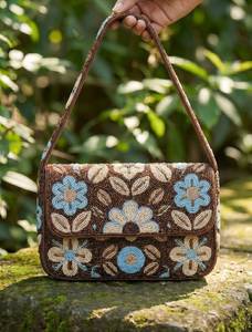 Bolso de Hombro de Moda para Mujer, Diseño Premium Celestial con Cuentas, Bolso Chic con Bordado de Sol y Luna, Cartera de Fiesta de Diseñador - Product Image 2