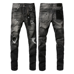 Jean en denim pour homme de luxe, coupe slim, taille mi-haute, droit, respirant, extensible, déchiré, délavé, écologique, hiver, style Hip Hop - Product Image 4