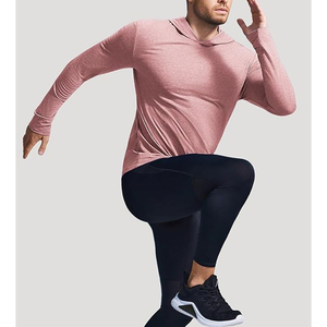 <b>Men's</b> <b>Pink</b> Hooded Long Sleeve Knitted <b>Sweatshirt</b> Regular Fit Casual Solid Color Low MOQ Anti Pilling Hoodies - Product Image 5