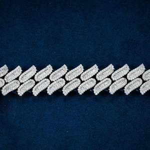 Pulsera de Lujo con Doble Hilera de Moissanita Baguette para Hombre, Plata, Estilo Hip Hop, Regalo, Joyería Premium para Fiestas - Product Image 3