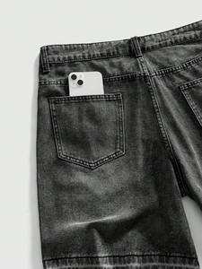 Pantalones cortos de mezclilla casuales Up Felt personalizados para hombre con letras gráficas y pedrería en el bolsillo, 100% tela vaquera, para venta al por mayor - Product Image 3