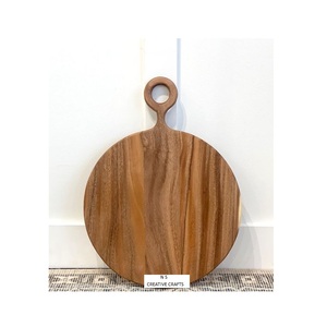 Tabla de cortar redonda de madera con asa, superficie de corte natural para cocina, para preparar verduras y queso - Product Image 6