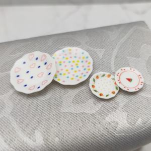 Miniature <b>Doll</b> House <b>Accessories</b> Plates set Featuring Unique Colorful Design of polka dot, heart, water melon & strawberry - Product Image 3