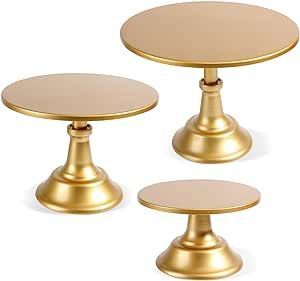 Ensemble de supports à gâteaux en fer anodisé doré, plateau de présentation de desserts à bordure couronnée, socle de service rond pour pâtisseries, plateau pour événements et célébrations - Product Image 3