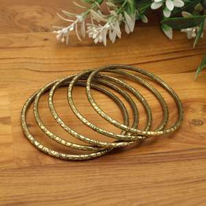 Golden Textured minimalist Bangles Vintage Style Stackable <b>Bracelets</b> Bohemian Jewelry, Minimalist Everyday Wrist Jewelry Gift - Product Image 1