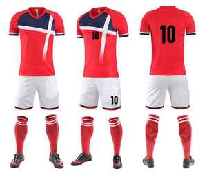 Men's Navy Red White V-Neck Soccer Jersey <b>Set</b> Short Sleeve Quick Dry Polyester Uniform All Seasons Adult Size 10 - Product Image 4
