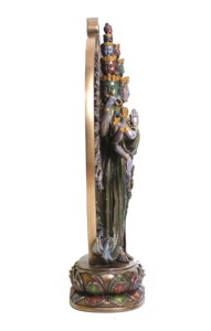 Estatua de Buda de bronce con acabado de poliresina, estatua Fengshui religioso, decoración de mesa con acabado de bronce - Product Image 5