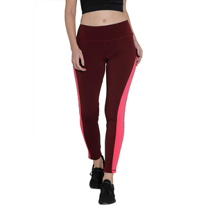 Leggings de fitness pour femmes, taille mi-haute, avec cordon de serrage, ajustés, couleur bordeaux unie, taille adulte, vêtements d'entraînement, tendances 2024 - Product Image 1