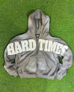 Men's Vintage Acid Wash Zip Up Hoodie Oversized Cotton Sweatshirt <b>Rhinestone</b> Letter Streetwear <b>Jacket</b> - Product Image 1