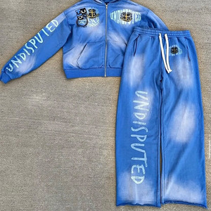 Conjunto Deportivo de Alta Calidad 100% Algodón, Pantalones Deportivos y Sudadera con Capucha, Logotipo Personalizado, Dos Piezas, Pantalones Acampanados, Conjuntos de Sudaderas con Capucha - Product Image 1