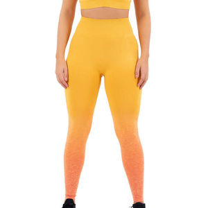 Leggings de yoga taille haute longueur intégrale, couleur dégradée, en Spandex et Polyester, extensibles dans les quatre sens, taille élastique, style simple - Product Image 1