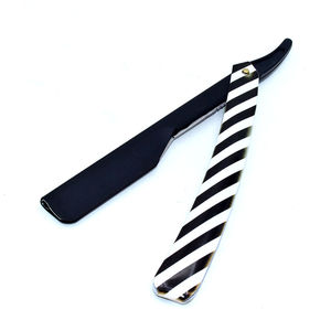 Navaja de barbero de hoja recta con mango plegable, desechable, para cortar y afeitar la barba, con soporte. - Product Image 4