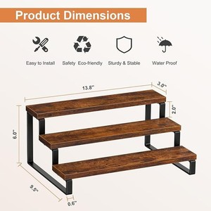 Exhibidor Minimalista de 3 Niveles de Madera de Mango |   Organizador de Cocina al por Mayor - Product Image 2