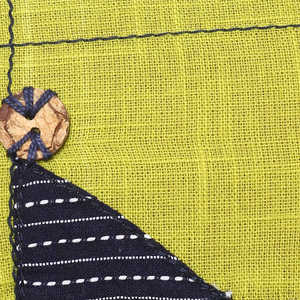 Womens Green Cotton Slub Patch Work A Line Kurta With Round Neck <b>Three</b> Fourth Sleeves Designed For Global Ethnic Casual Wear - Product Image 2