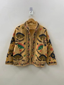Chaqueta con Cuello Mandarín y Bordado Floral, Manga Larga, Estilo Bohemio, Informal, de Otoño, para Mujer, en Algodón y Fibra de Bambú - Product Image 5