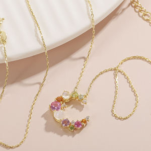 Collar Unisex Chapado en Oro Sólido de 18K con Diamantes Naturales de Color Fantasía, Regalo Romántico para Uso Diario - Product Image 2