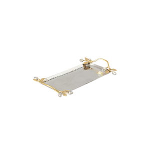 Plateau de service décoratif en métal de qualité supérieure avec poignée en feuille d'or, idéal pour la table et la présentation des aliments, au prix le plus bas. - Product Image 6