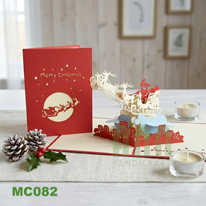 Best Selling Custom 3D Laser Cut Handmade Santa Sky Design <b>Paper</b> Greeting Cards Souvenir Merry Christmas Birthdays Weddings UV - Product Image 6