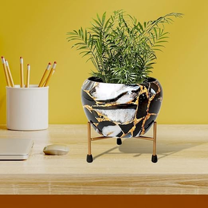Macetero de Metal Negro con Soporte de Hierro, Macetero Decorativo Moderno para Flores, para Interiores y Exteriores, Decoración del Hogar y Jardín - Product Image 4