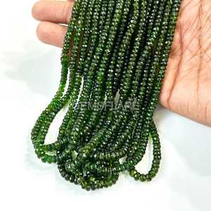 Cuentas facetadas de diopsido cromado natural de 4-6 mm, cuentas de diopsido cromado al por mayor, cuentas facetadas de piedras preciosas para joyería. - Product Image 1