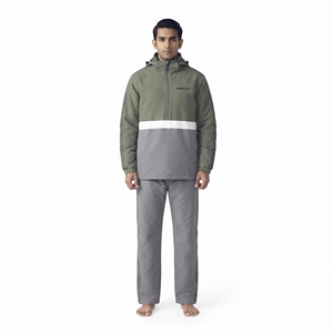 เสื้อแจ็คเก็ตสกีกันน้ำสำหรับผู้ชาย Hawk Eye พร้อมฮู้ด ดีไซน์สีตัดกัน สีเทาเขียว ชุดกีฬากลางแจ้งสำหรับฤดูหนาว - Product Image 4