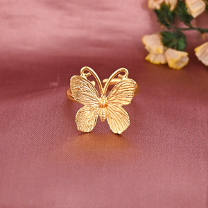 Anillo Ajustable de Latón Chapado en Oro con Diseño de Mariposa, para Mujer, Joyería de Moda para Boda y Compromiso, Lote de 25 al por Mayor - Product Image 1