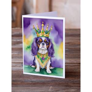Cavalier Spaniel King of Mardi Gras การ์ดอวยพร8ใบขนาด A7แปลกๆ5x7พร้อมซอง - Product Image 2