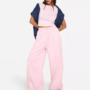 Baggy Sweat Pant Women Outdoor Wear Breathable Solid Color <b>Drawstring</b> Waist Latest Style Joggers Gym Wear Straight Leg <b>Trouser</b> - Product Image 3