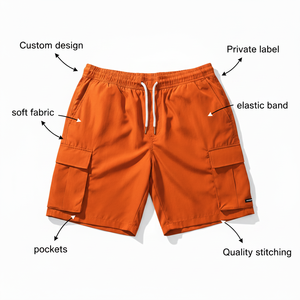 กางเกงขาสั้นคาร์โก้ลำลองแบบถัก ระบายอากาศได้ดี เป็นมิตรกับสิ่งแวดล้อม เอวกลาง มีเชือกผูก 6 กระเป๋า แฟชั่นสตรีทแวร์ - Product Image 6