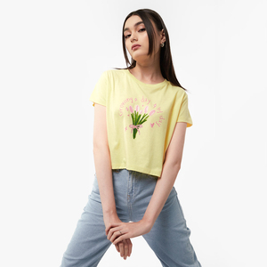 Camiseta Corta Casual de Manga Corta para Mujer, Cuello Redondo, Primavera, Top Corto de Punto con Logo - Product Image 3