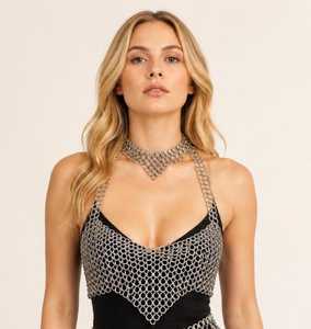 Women's Chainmail <b>Dress</b> <b>Silver</b> Plated Stainless Steel Fashion Armour Mini <b>Dress</b> Irregular Shape <b>Wedding</b> Outfit - Product Image 5