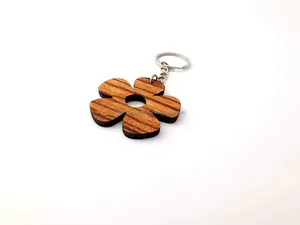 LLavero de madera con estampado UV con aleación de hierro metálico y accesorios de plástico PVC y PU con tema de bosque montañoso - Product Image 2