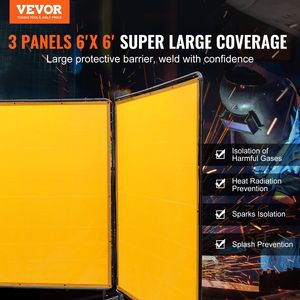 Écran de protection de soudage en vinyle résistant aux flammes 6 'X 6' 3 panneaux 12 roues pivotantes (6 verrouillables) sécurité professionnelle mobile - Product Image 2