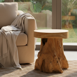 ARTERRA Luxury <b>Ottoman</b> For Hotel Apartment Warehouse Durable Eco-Friendly Rustic Design Handcrafted Teak Root Mushroom <b>Stool</b> - Product Image 2