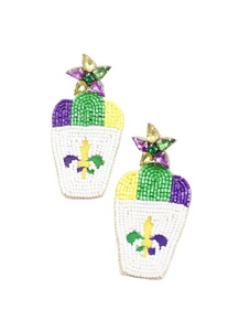 Exclusivo Premium trabajo hecho a mano bordado con cuentas Mardi Gras pendiente colgante de moda de alta calidad elegante Elección de diseñador para niña - Product Image 4