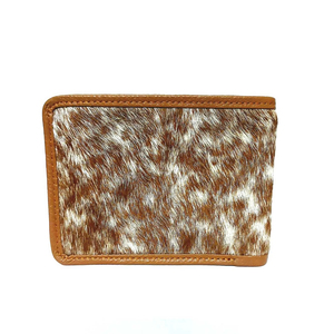 Portefeuille en cuir de vachette fait main pour homme, portefeuille en cuir véritable à poils, design fin, portefeuille à double pli, cuir naturel durable - Product Image 1