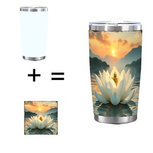 Vaso de Acero Inoxidable de 20oz con Doble Pared Aislada y Diseño de Atardecer de Loto para Uso Diario - Product Image 1