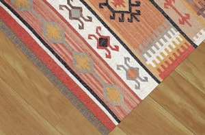 Alfombra Kilim de Lana Hecha a Mano Estilo Boho, Alfombra Tribal del Suroeste, Alfombra Geométrica en Tonos Tierra Neutros, Decoración Rústica para Piso de Casa de Campo - Product Image 4