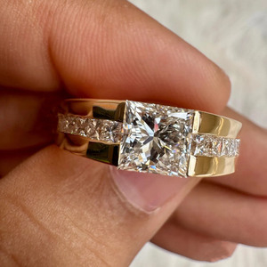 Men’s Princess Cut Moissanite Diamond Ring Hip Hop Style Wide Ring for Him 925 Sterling Silver Engagement Ring Ethical Jewelry - Product Image 3