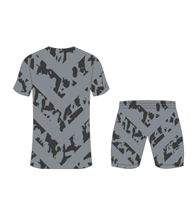 Custom sublimated soccer uniform set for men with grey and dark grey chevron splatter pattern print jersey and matching <b>shorts</b> - Product Image 6
