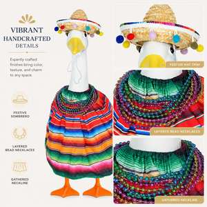 Tenue de dindon de la ferme, Costume de Fiesta Mexicaine, Robe Serape Colorée, Sombrero, Collier de perles, Décoration de jardin - Product Image 3