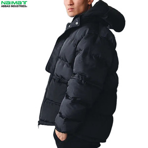 Chaqueta Acolchada Negra Sólida Personalizada con Capucha para Hombre, Abrigo Grueso Acolchado para Invierno, Ropa de Abrigo Cálida para Exteriores - Product Image 6