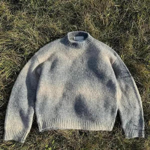 Maine Embroidered Crewneck <b>Cardigans</b> <b>Men</b> Women Knitted All Seasons Full Sleeve Solid Design Teal Color Wool Liner Nylon/Acrylic - Product Image 3