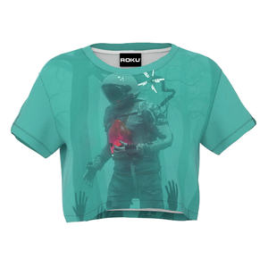 เสื้อครอปแบบลำลองของผู้หญิงเสื้อถักคอตตอนสั่งพิมพ์โลโก้ได้สำหรับฤดูใบไม้ผลิ - Product Image 1