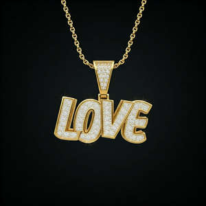 Colgante de letra inicial chapado en oro y plata 925 personalizado de Hip Hop, nuevo nombre helado, joyería 'LOVE', colgante inicial de moissanita para mujer - Product Image 3
