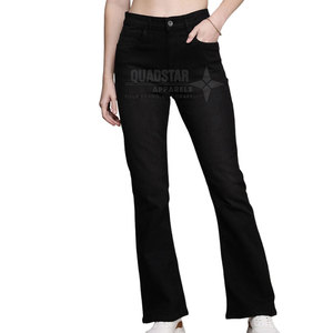 High Quality Spring Street Wear Wide Leg Black <b>Jeans</b> Pants Solid Color 100% Cotton Breathable Eco-Friendly Top Selling <b>Women's</b> - Product Image 1