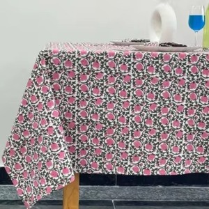 Indian Block Print Tablecloth Floral Cotton <b>Table</b> <b>Cover</b> Pink French Tablecloth Rectangle <b>Table</b> Cloth <b>Dining</b> <b>Table</b> Decor - Product Image 1