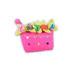 Mini sac à main pour femme avec motif de panier de fleurs en feutre - Product Image 1