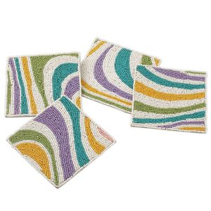 Beautiful Glass Seed <b>Beads</b> <b>Coaster</b> Set Created For Luxury Dining Table Styling And Modern Home Interior Decoration - Product Image 6