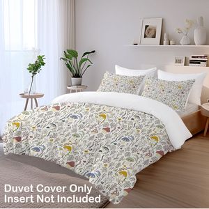 "Aesthetic Flower Mushroom <b>Bedding</b> <b>Set</b> Full Size 3 Piece Soft Wild Plants Design" - Product Image 2
